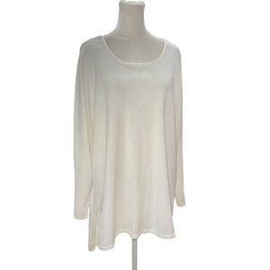 TAHARI WOMAN‎ 1X Cream Ivory Long Sleeve Knit Sweater Tunic Top